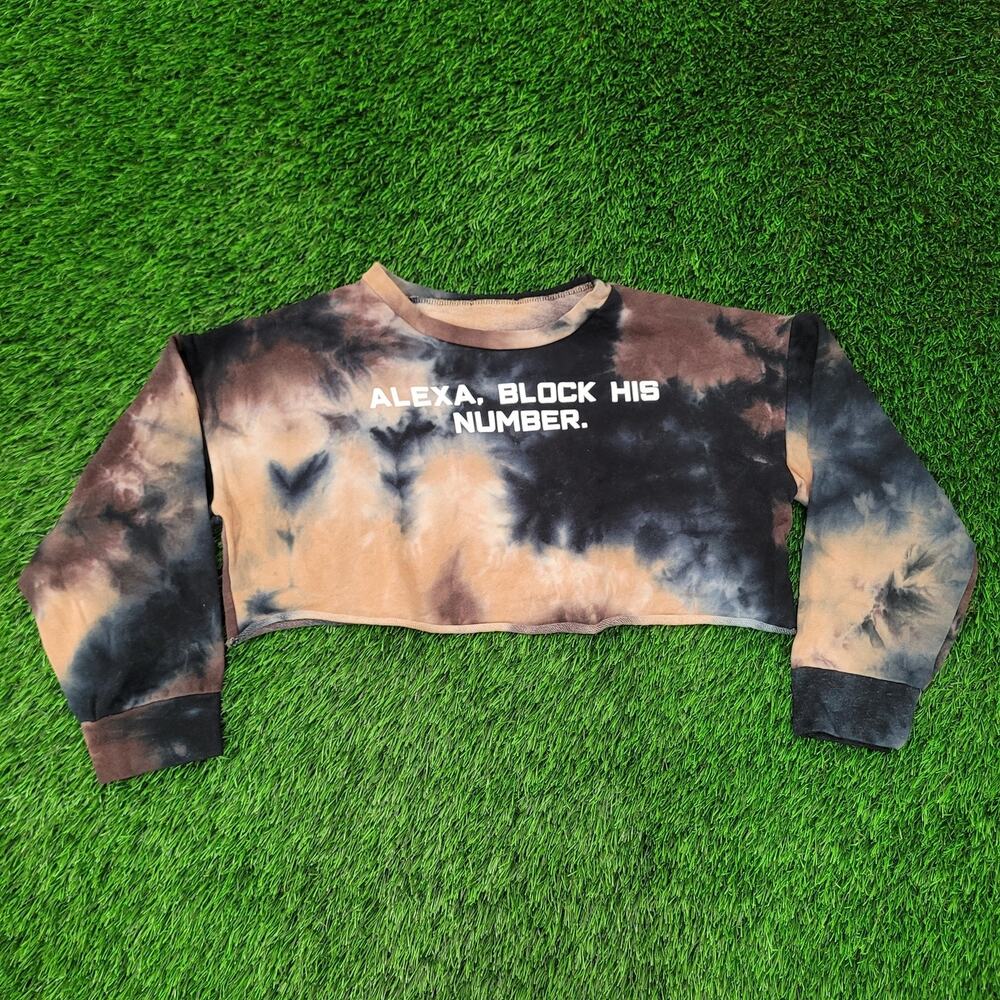 Vintage Funny Smart Phone Tie-Dye Cropped Sweatshirt Womens XS/S 22x12 Baggy